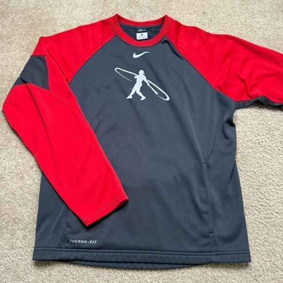 Nike Sweatshirt Small Gray Crewneck Therma Fit Swingman Griffey Center Swoosh - Picture 1 of 8